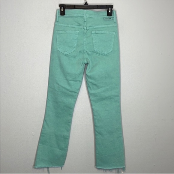 NWOT MOTHER The Insider Crop Step Fray Play Date Denim Jeans Lagoon Green 24 - Picture 2 of 6
